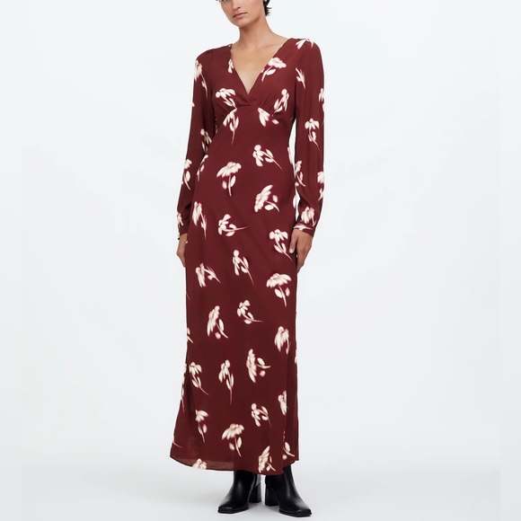 Madewell Dresses & Skirts - Madewell NWT Women’s V-Neck Cuff-Sleeve Maxi Dress in Floral Size 4